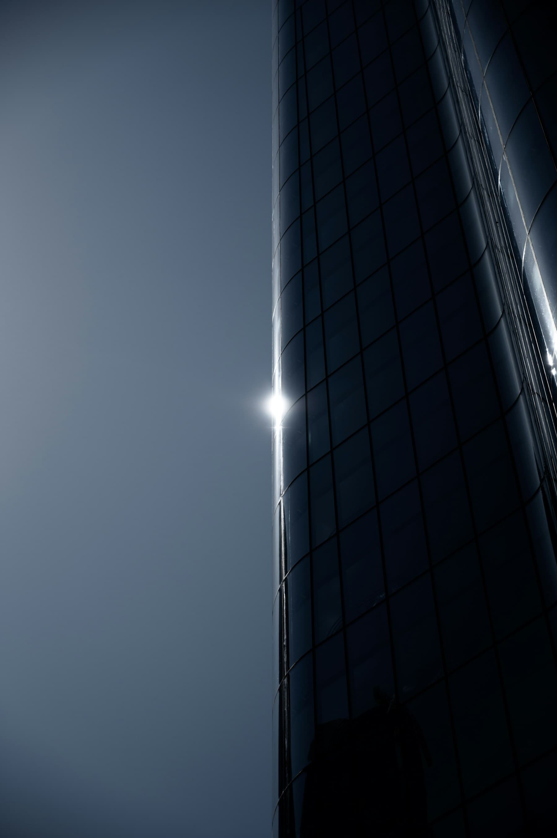 A precise highlight on the edge of a glass facade