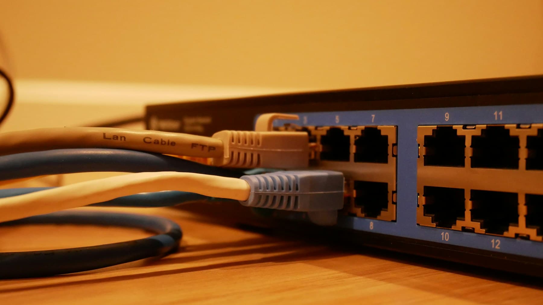 Network cables entering a managed switch